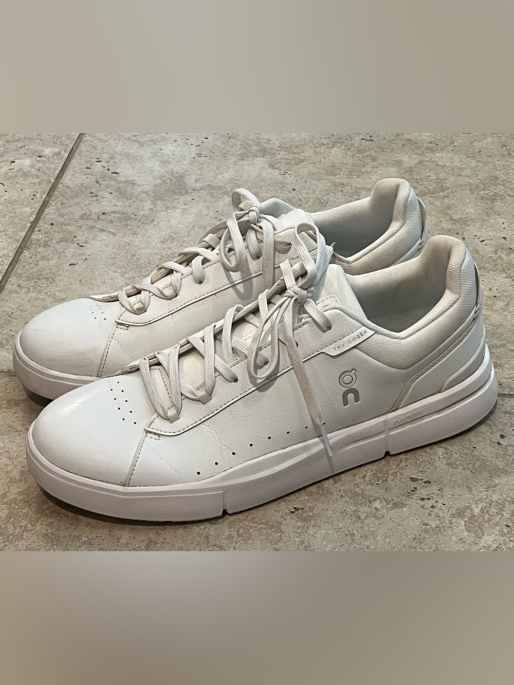 On Cloud The Roger Advantage Leather Shoes White Sz 12 US $160 WORN 3X EUC WOW